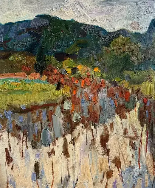 《荷塘意象》 60×50cm · 布面油画 · 2023