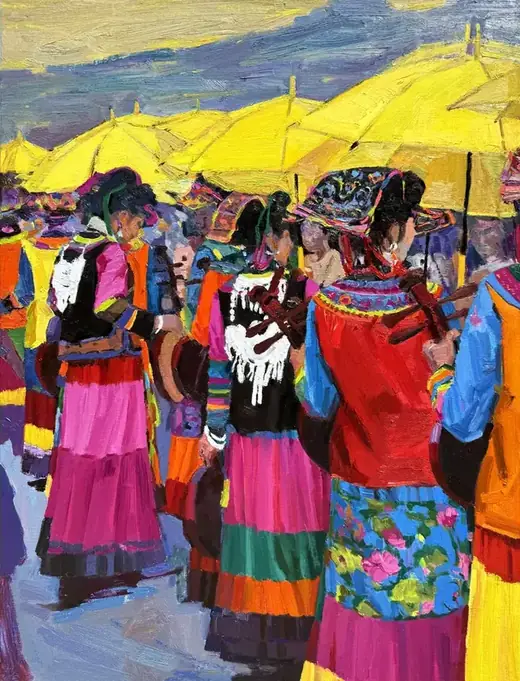 《节日盛装之一》 100×80cm · 布面油画 · 2026